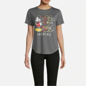 Disney Mickey Mouse "Inspire" Junior Size XXL Gray Graphic T-Shirt Soft Stretchy